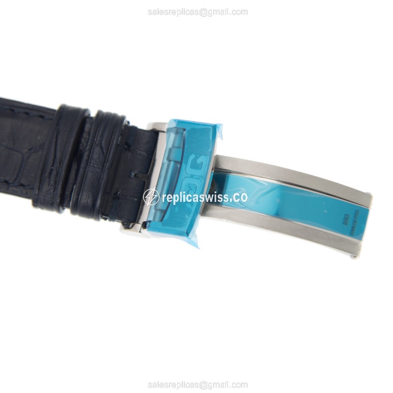 Glashutte PANO Automatic - Steel Case - Blue Dial - Alligator Blue Strap - View 4
