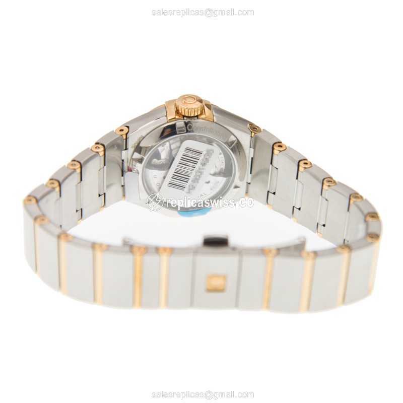 Omega Constellation Replica - Automatic - 18kt Gold & Diamond - White Dial - Steel Case & Gold Strap - View 4