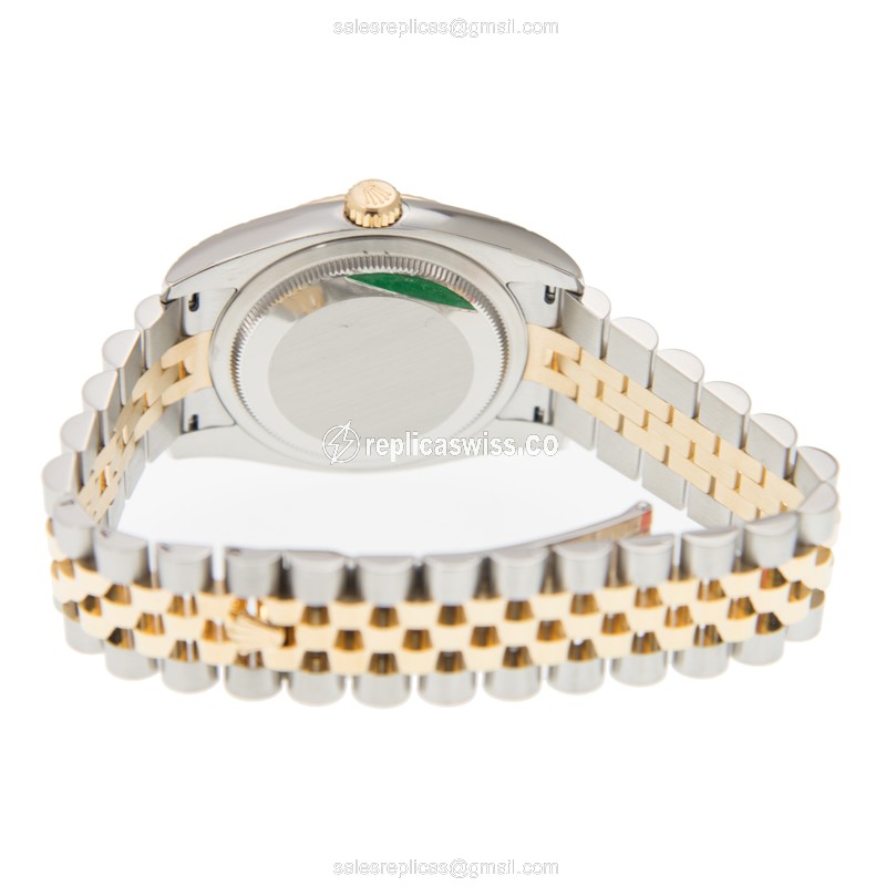 Rolex DATEJUST Replica - Automatic - 18kt Gold Case - Black Dial, Gold Strap - View 4