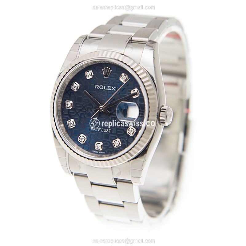 Rolex Datejust Replica - Automatic - Steel Case - Blue Dial, Silver Clasp - View 3