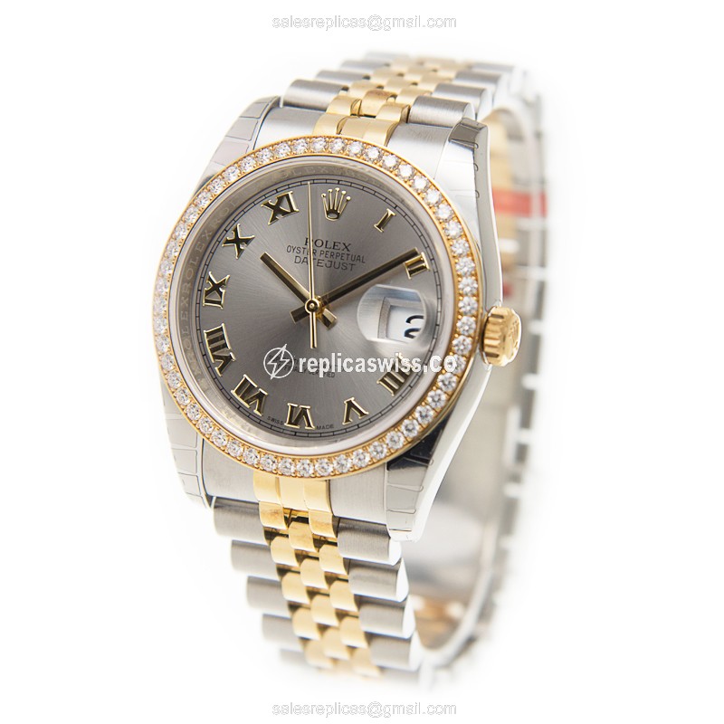 Rolex Datejust Replica - Automatic - Gold & Steel - Gray Dial - View 3