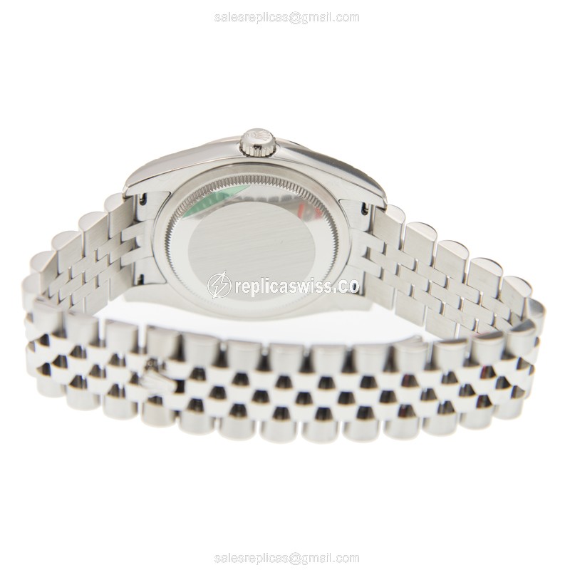 Rolex DATEJUST Replica - White Gold - Diamond Bezel - Automatic - Silver Dial - View 4