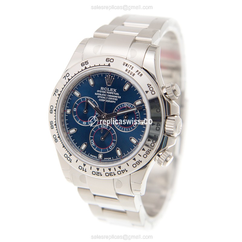 Rolex Daytona Replica - Automatic - Gold Case - Blue Dial - Silver Clasp - View 3