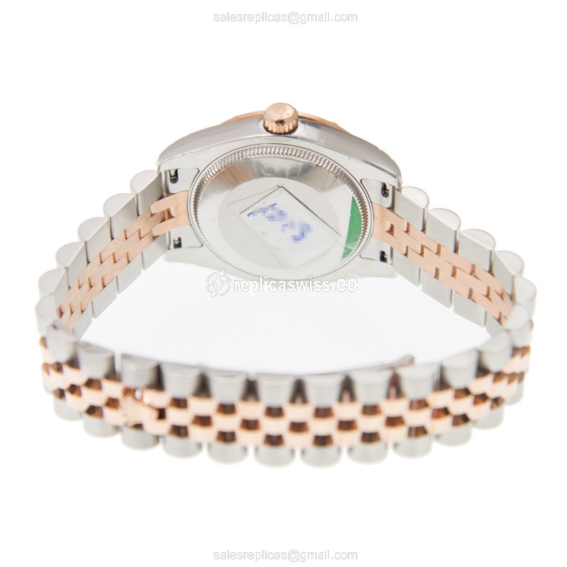 Rolex Datejust Lady Replica - Automatic - 18kt Rose Gold Case - Purple Dial, Diamond Bezels - View 4
