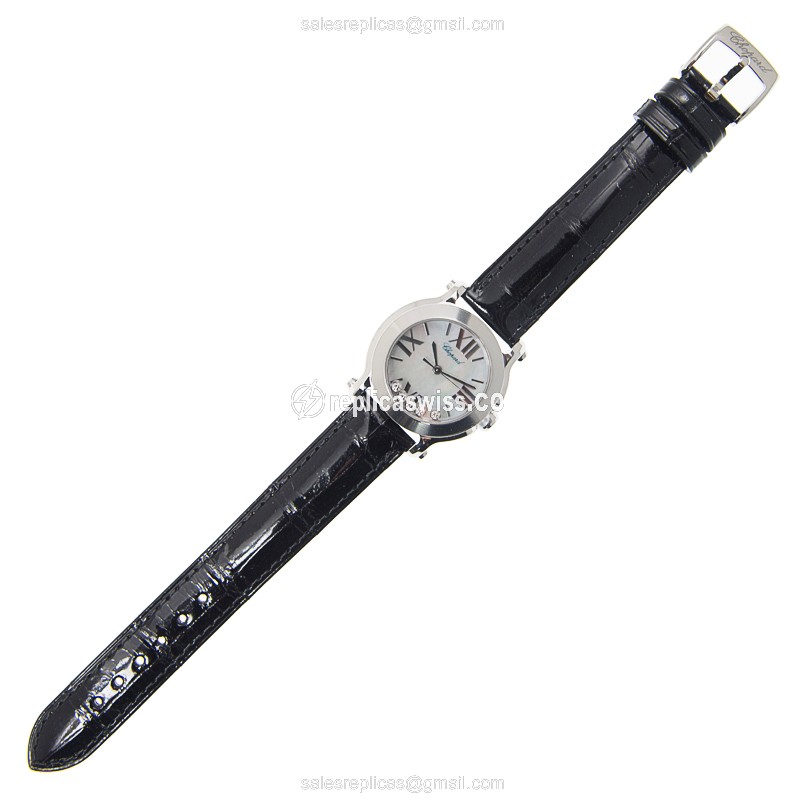 Chopard Happy Sport Quartz - White Dial - Steel Case - Black Alligator Buckle - View 2