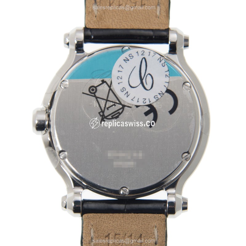 Chopard Happy Sport Quartz - White Dial - Steel Case - Black Alligator Buckle - View 3