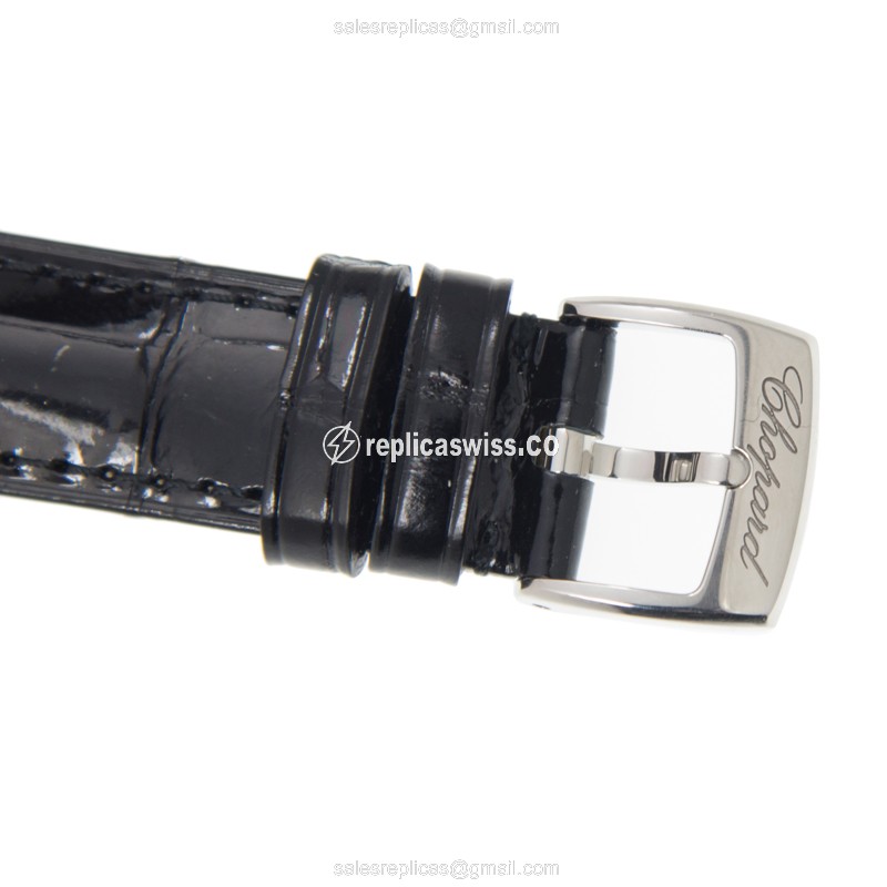 Chopard Happy Sport Quartz - White Dial - Steel Case - Black Alligator Buckle - View 4