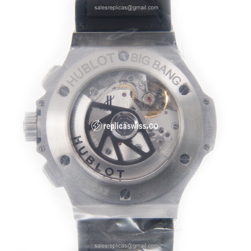 Hublot BIG BANG Replica - Automatic - Stainless Steel & Diamond - Black Dial - Rubber Strap - View 3
