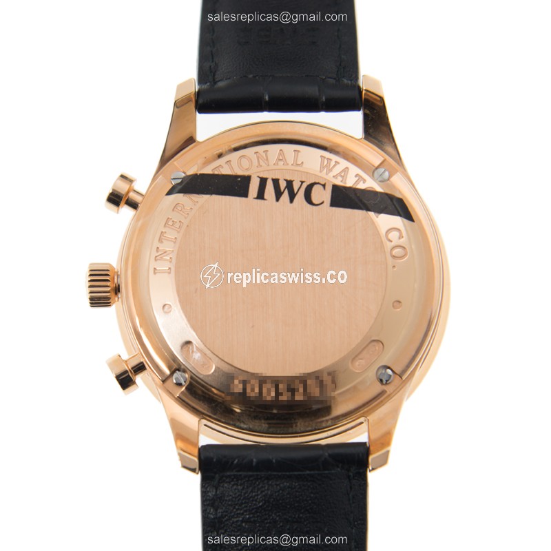 IWC Portuguese Replica - Automatic 18kt Gold - Dark Grey - Buckle Clasp - Black Alligator Strap - View 3