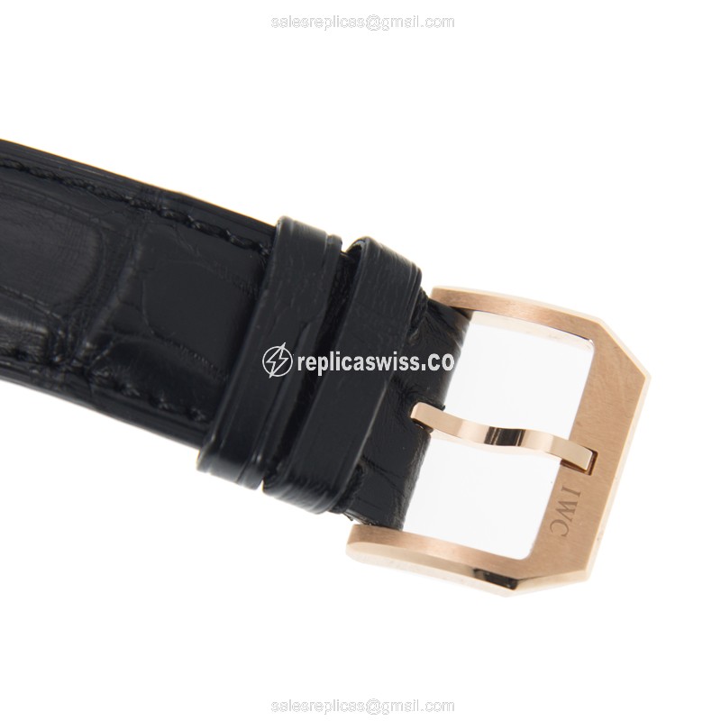 IWC Portuguese Replica - Automatic 18kt Gold - Dark Grey - Buckle Clasp - Black Alligator Strap - View 4
