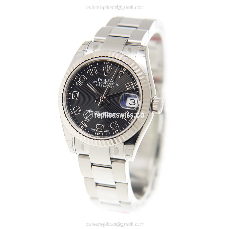 Rolex Datejust Replica - Automatic - White Gold & Steel - Black Dial - View 3