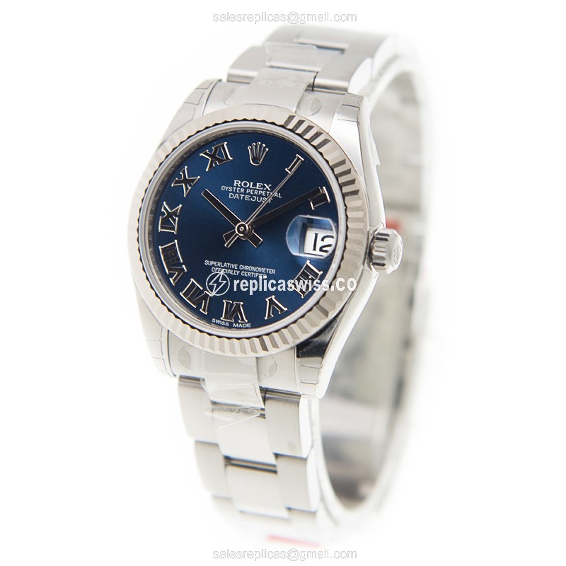Rolex Datejust Replica - Automatic - White Gold & Steel - Blue Dial - View 3
