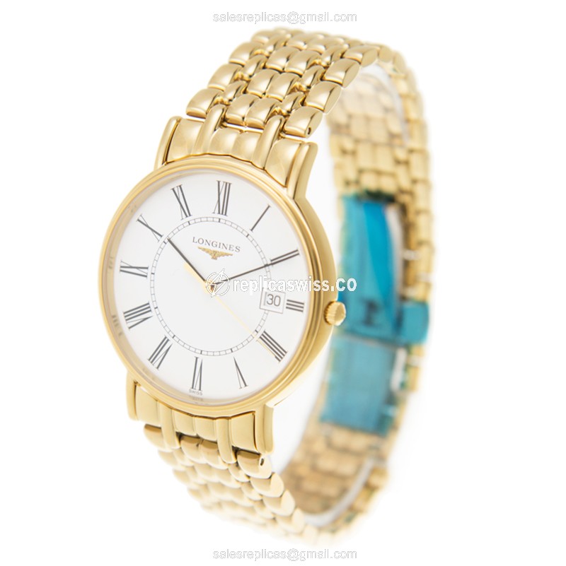 Longines Presence Replica - Quartz - Gold-Plated Case - White Dial - View 3