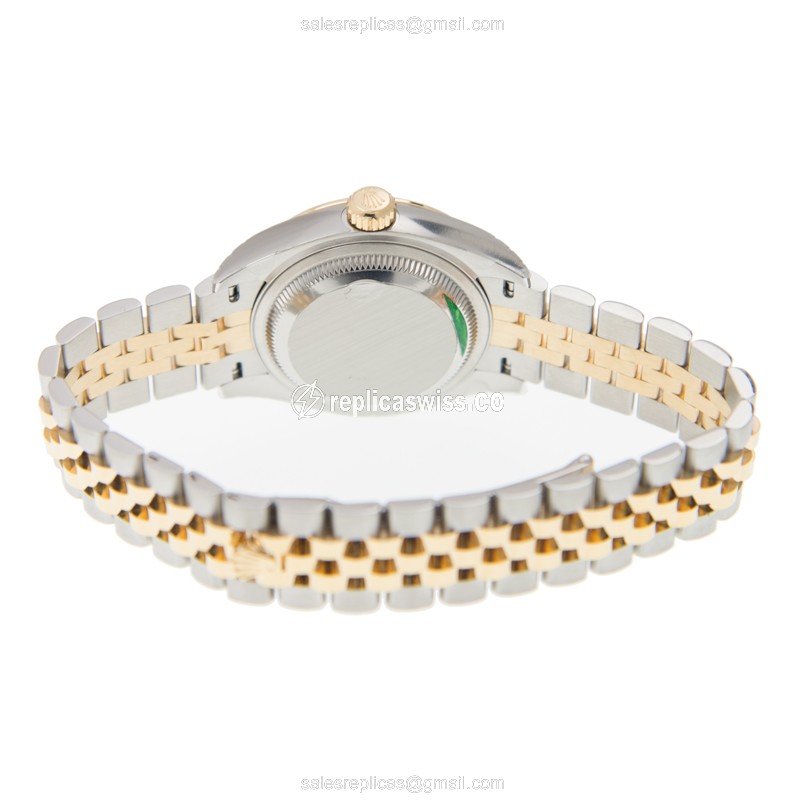 Rolex Lady Datejust Replica - Automatic - 18kt Gold & Steel - White Dial - Gold Clasp - View 4