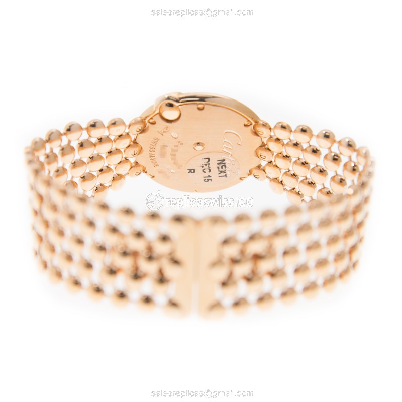 Cartier Ballon Bleu Replica - Quartz - 18kt Rose Gold Case - White Dial - Gold Strap - View 4