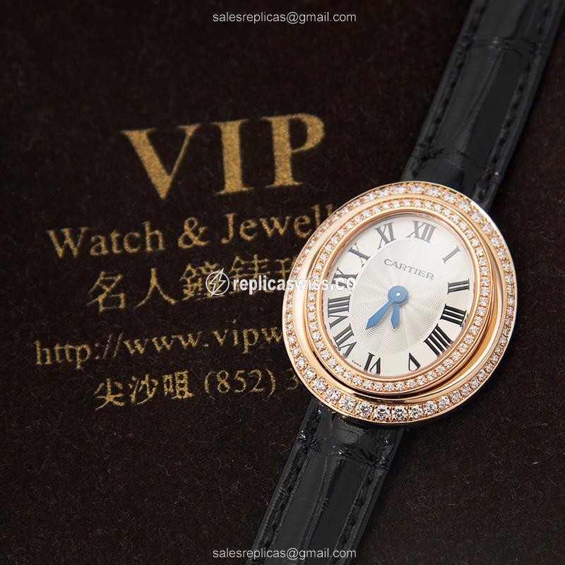 Cartier HYPNOSE Quartz Replica - 18kt Rose Gold & Diamonds - White Dial - View 4