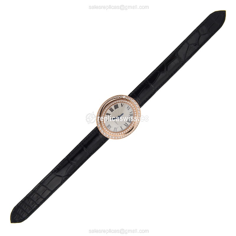 Cartier HYPNOSE Replica - Quartz - 18kt Rose Gold - Diamonds - Silver Dial - View 2