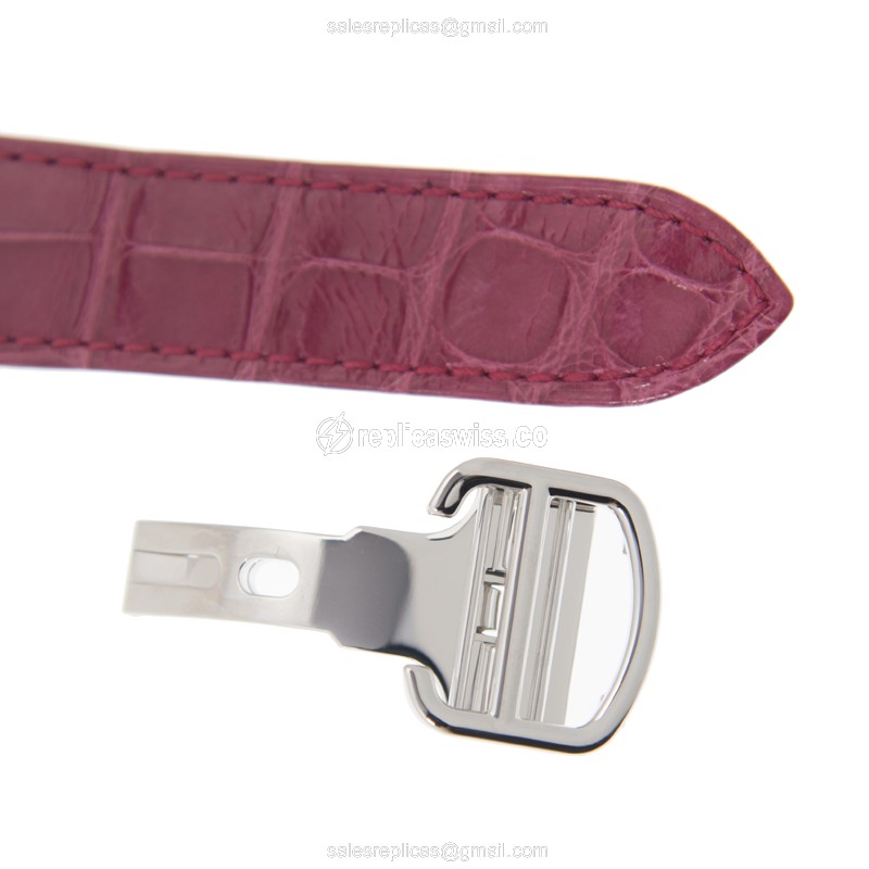 Cartier WT100018 TANK Replica - Automatic - Stainless Steel & Diamond Accents - Silver Dial - Purple Alligator Strap - View 4
