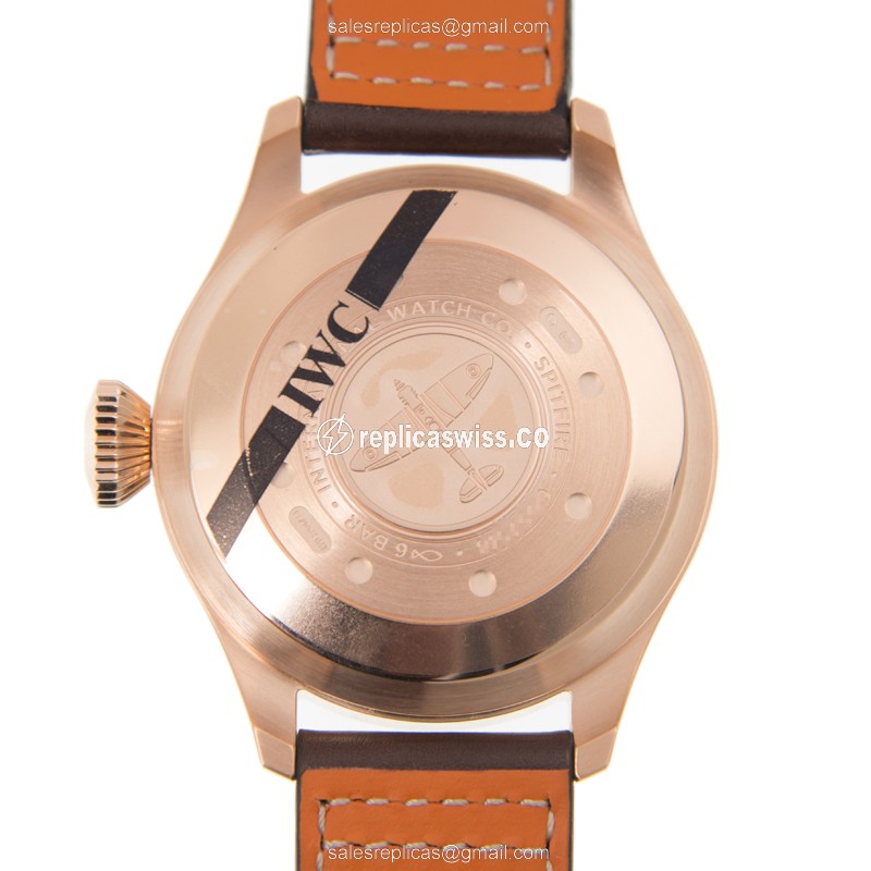 IWC PILOTS Rolex Replica - Automatic - 18kt Gold - Dark Grey - Brown Cowhide - Clasp - View 3