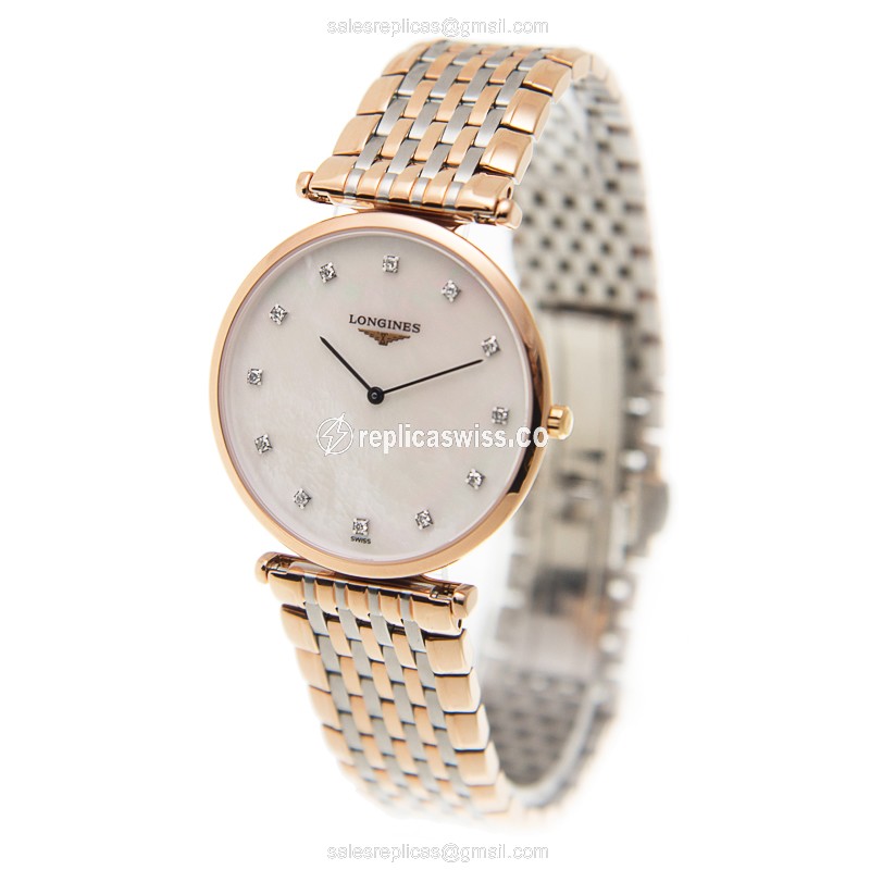 Longines LA GRANDE Replica - Quartz - 18kt Rose Gold Case - White Dial - View 3