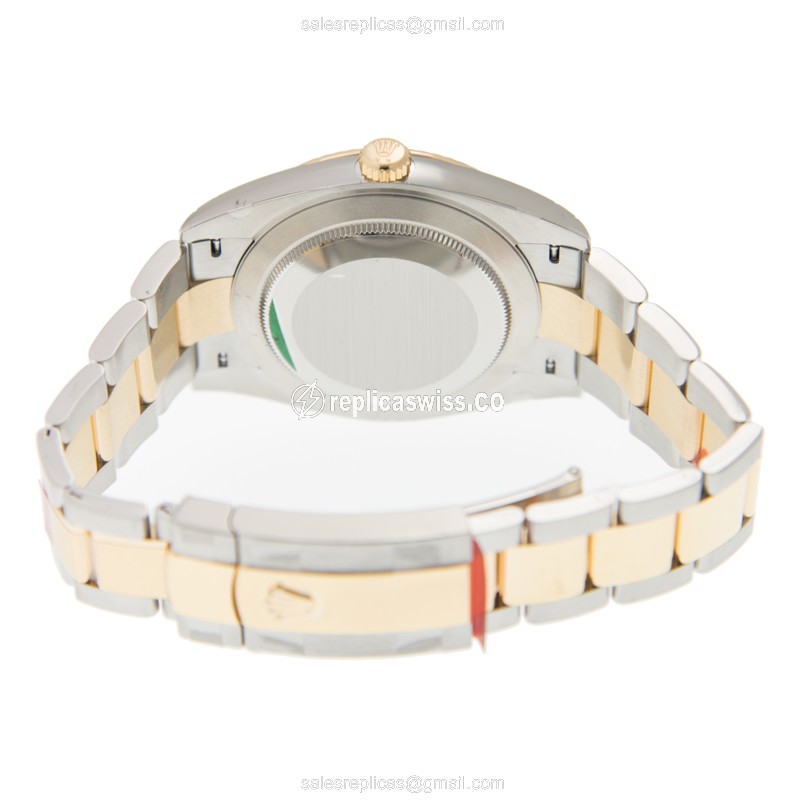 Rolex DATEJUST Replica - Automatic - 18kt Gold Case - Silver Dial - Gold Steel Strap - View 4