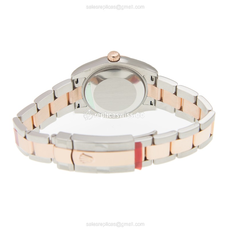 Rolex Datejust Lady Replica | Automatic | 18kt Rose Gold Case, Silver Dial | Gold Strap - View 4