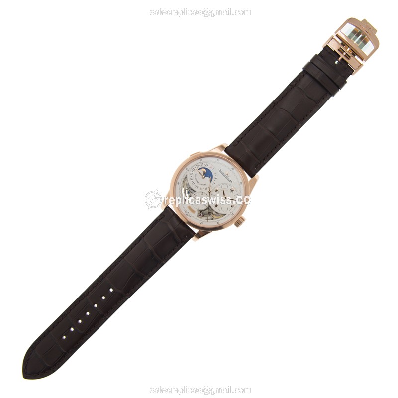 Jaeger-Lecoultre Q6042422 DUO - Manual - 18kt Rose Gold - White Dial - Brown Alligator - View 2