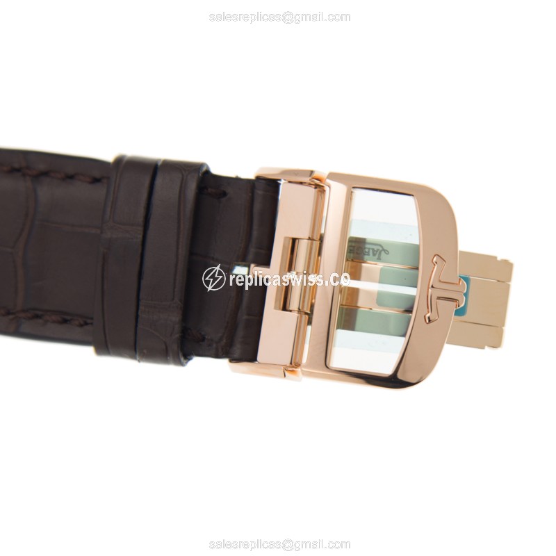 Jaeger-Lecoultre Q6042422 DUO - Manual - 18kt Rose Gold - White Dial - Brown Alligator - View 4
