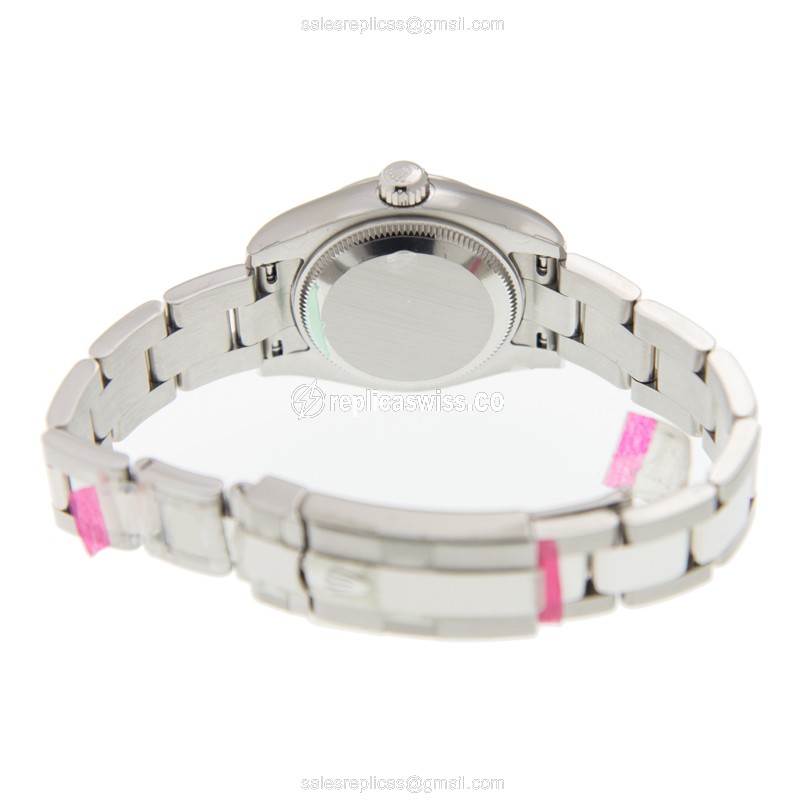 Rolex Lady Datejust Replica - Automatic - 18kt White Gold - Black Dial - Silver Steel Clasp - View 4