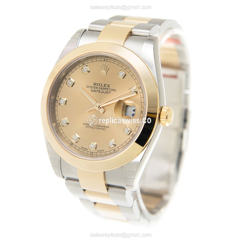 Rolex Datejust Replica - Automatic - Gold on Steel - 18kt Case, Gold Clasp - View 3