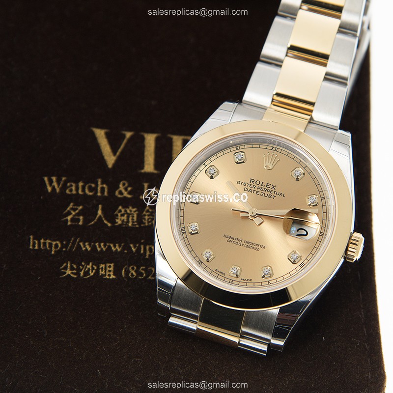 Rolex Datejust Replica - Automatic - Gold on Steel - 18kt Case, Gold Clasp - View 4
