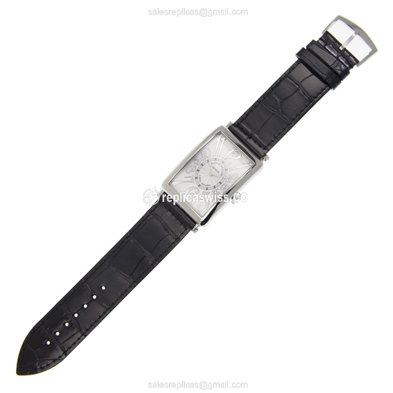 Franck Muller 1002 QZ REL LONG ISLAND - Quartz - Silver Dial - Steel Case - Black Alligator Strap - View 2