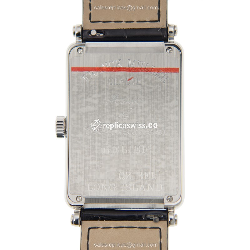 Franck Muller 1002 QZ REL LONG ISLAND - Quartz - Silver Dial - Steel Case - Black Alligator Strap - View 3