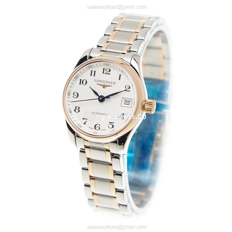 Longines L2.128.5.79.7 Replica - Automatic - Rose Gold & Steel - White Dial - View 3