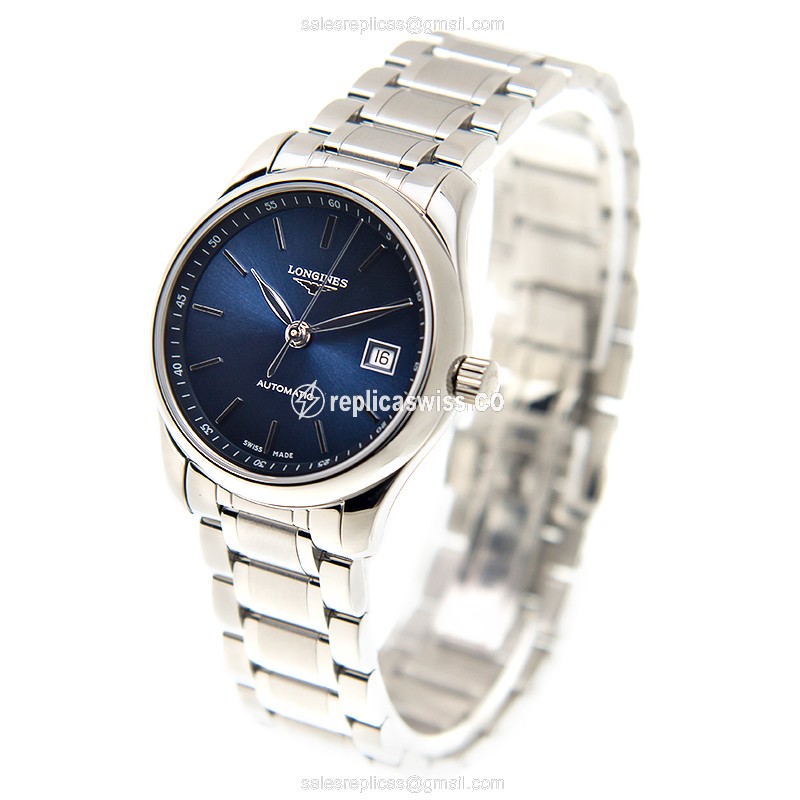 Longines L2.257.4.92.6 Replica - Automatic - Steel Case - Blue Dial, Silver Clasp - View 3