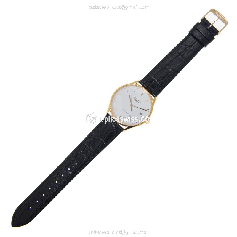 Longines Lyre Replica - Automatic - Gold-Plated - White Dial - Alligator White Strap - View 2
