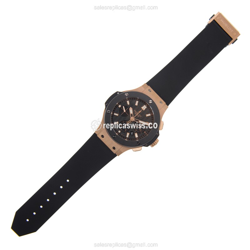 Hublot Big Bang Replica - Automatic 18kt Rose Gold - Titanium Case - Black Dial - Rubber Strap - View 2