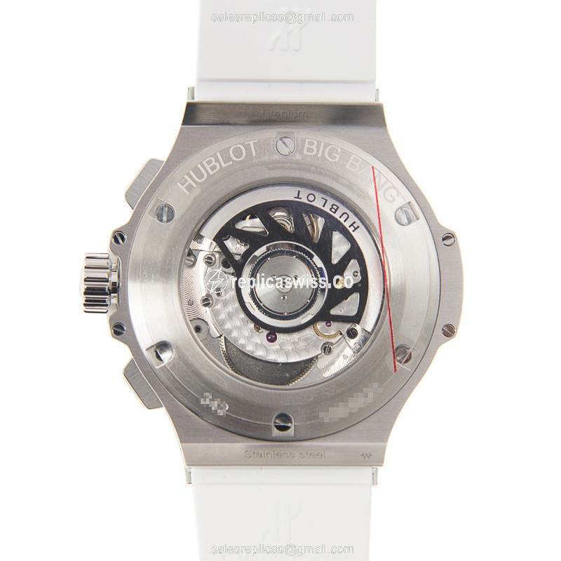 Hublot Big Bang Replica - Automatic - Diamond Case - White Dial - Rubber Strap - View 3