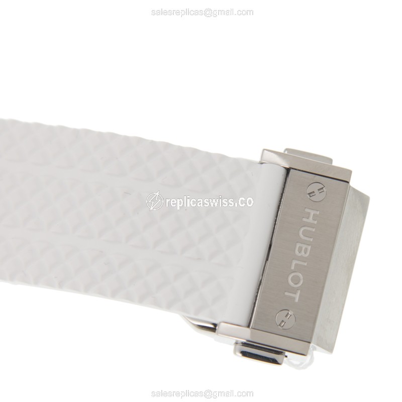 Hublot Big Bang Replica - Automatic - Diamond Case - White Dial - Rubber Strap - View 4
