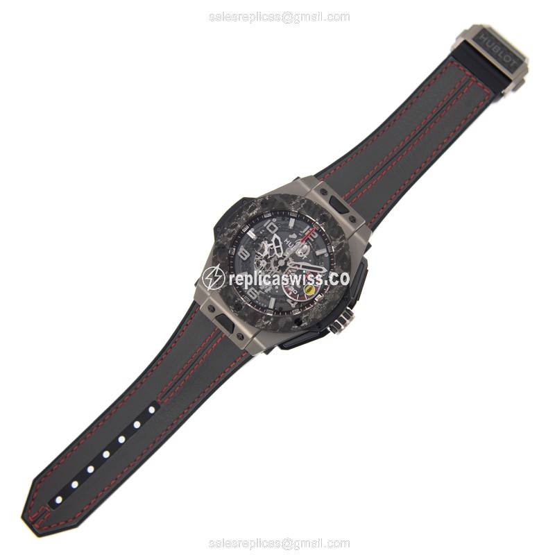 Hublot Big Bang Replica - Automatic - Titanium Case - Black Dial - Grey Rubber Strap - View 2