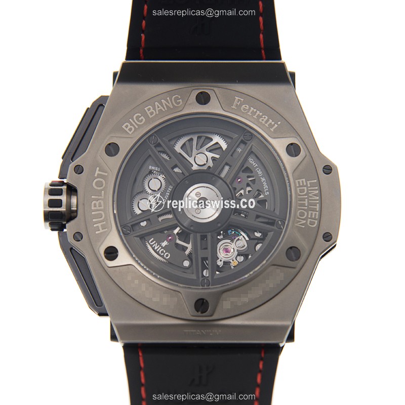 Hublot Big Bang Replica - Automatic - Titanium Case - Black Dial - Grey Rubber Strap - View 3