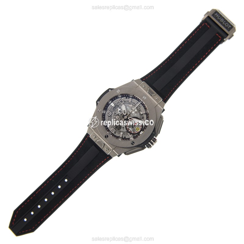 Hublot BIG BANG Replica - Automatic - Titanium Case - Silver Dial - Black Rubber Strap - View 2