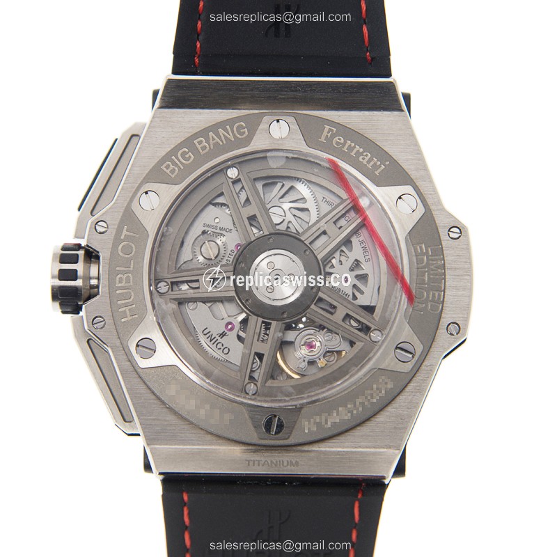 Hublot BIG BANG Replica - Automatic - Titanium Case - Silver Dial - Black Rubber Strap - View 3