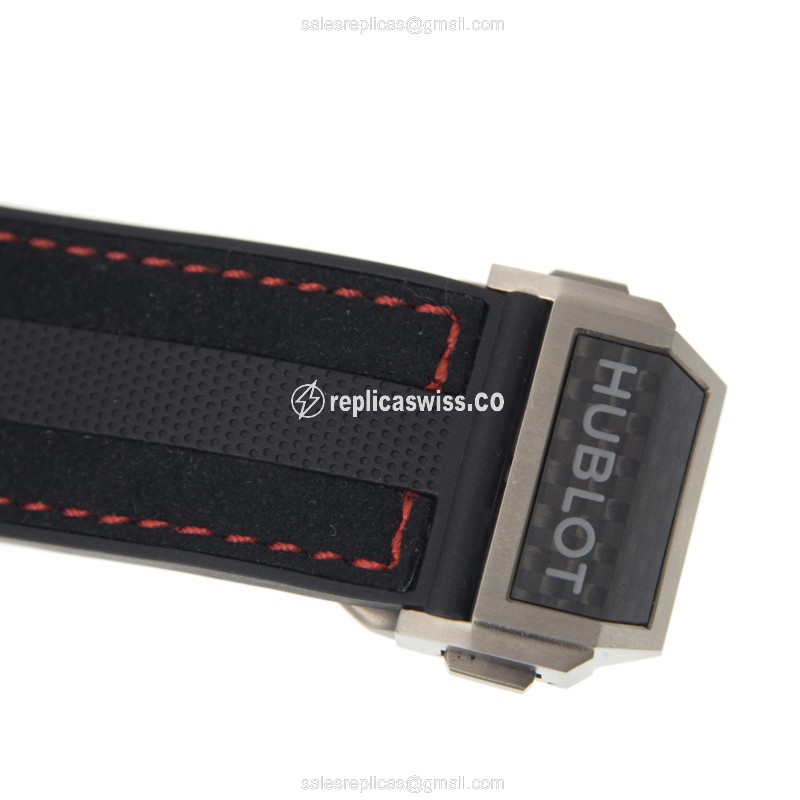 Hublot BIG BANG Replica - Automatic - Titanium Case - Silver Dial - Black Rubber Strap - View 4