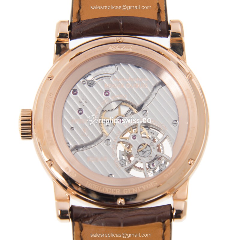 Roger Dubuis DBHO0568 HOMMAGE - Manual Wind - 18kt Rose Gold Case - Gold Dial - Brown Alligator Strap - View 3