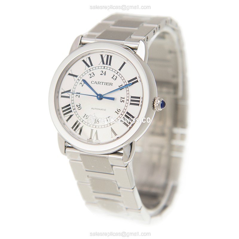 Cartier RONDE SOLO - Automatic - Stainless Steel - White Dial - Silver Strap - View 3