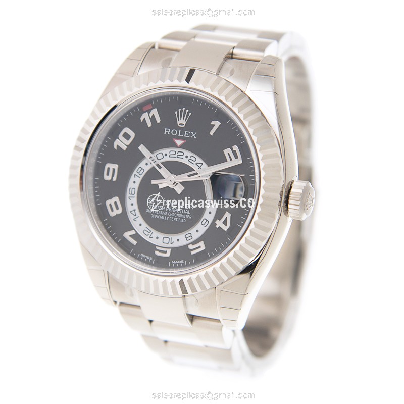 Rolex 326939BKAR_O Replica - Automatic - 18kt Gold Case - Black Dial, Silver Clasp & Gold Strap - View 3