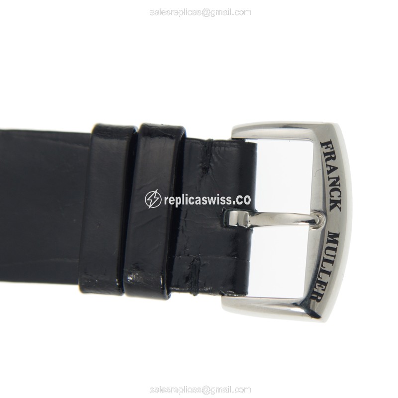Franck Muller 3002 M QZ R GALET Quartz Steel - Silver Dial - Black Alligator Buckle - View 4