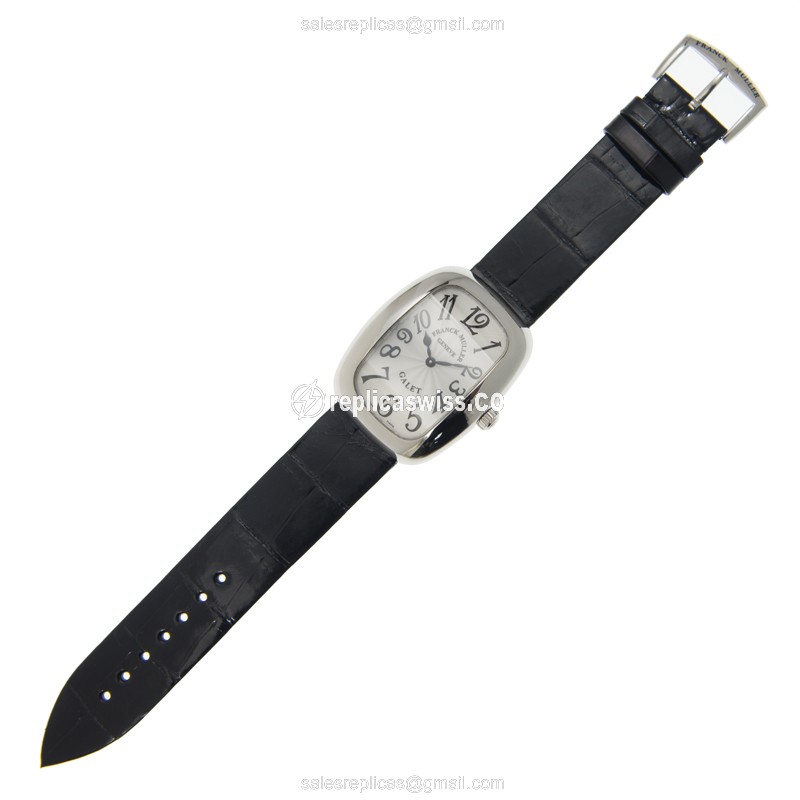 Franck Muller 3002 M QZ V AC GALET Quartz - Silver Dial - Steel Case - Black Alligator Strap - Sapphire Crystal - View 2