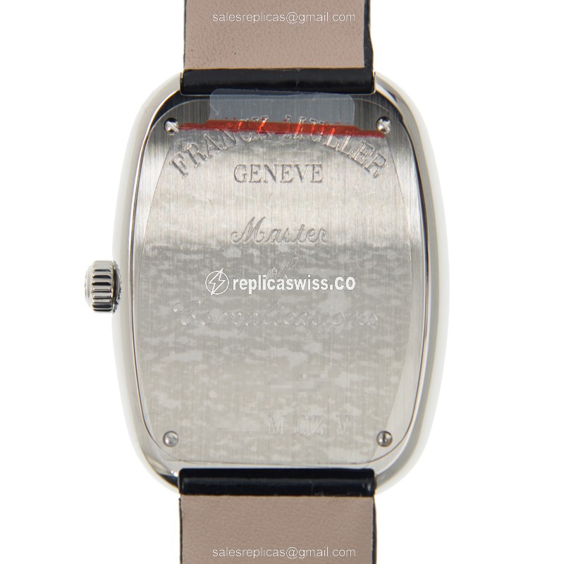 Franck Muller 3002 M QZ V AC GALET Quartz - Silver Dial - Steel Case - Black Alligator Strap - Sapphire Crystal - View 3